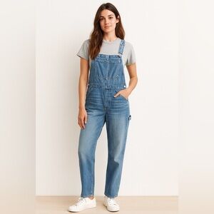 MADEWELL Denim Relaxed Carpenter Overalls Oversized Vintage Inspired Size Large